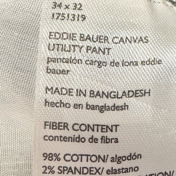 Eddie Bauer Men's Canvas Utility Work Pant Size 34X32 Green Stretch Durable NEW - Picture 7 of 13